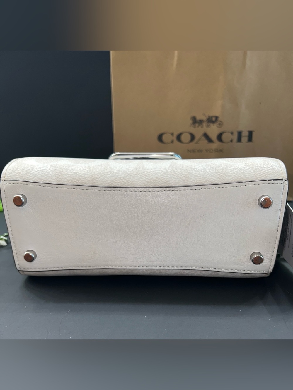NWT Coach Small Morgan Satchel Top Handle Crossbody
Signature White Silver - Picture 10 of 12